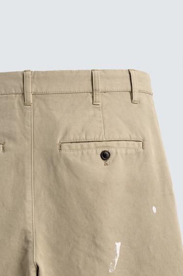 PANTALON CHINO STRAIGHT FIT EFFET ÉCLABOUSSURES - Beige de Zara - Image 9