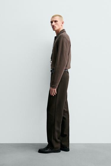 100% WOOL ORIGINS CHINO TROUSERS - Dark brown by Zara - Image 3