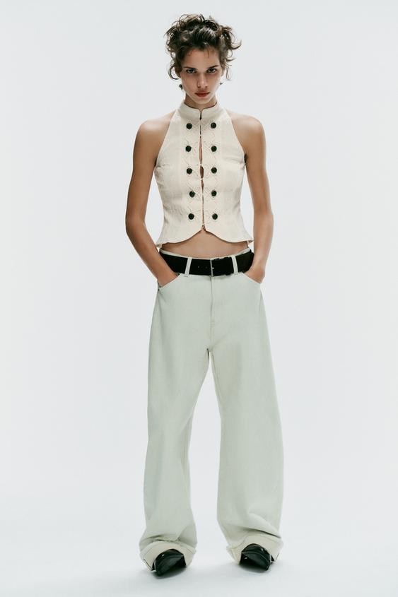 Zara HALTER NECK VEST - Ecru - Image 0