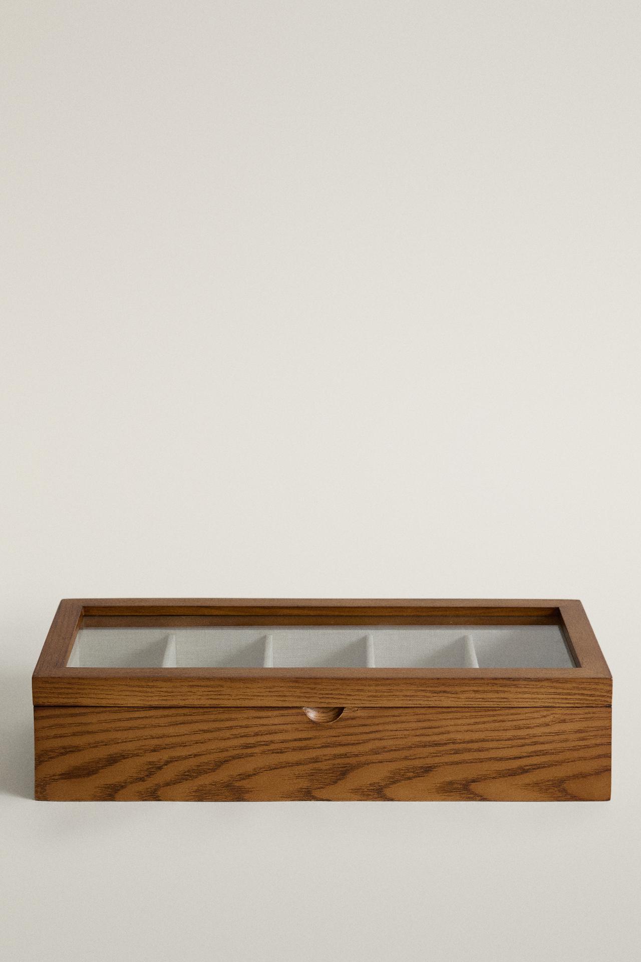 WOODEN JEWELRY AND WATCH BOX — Brown