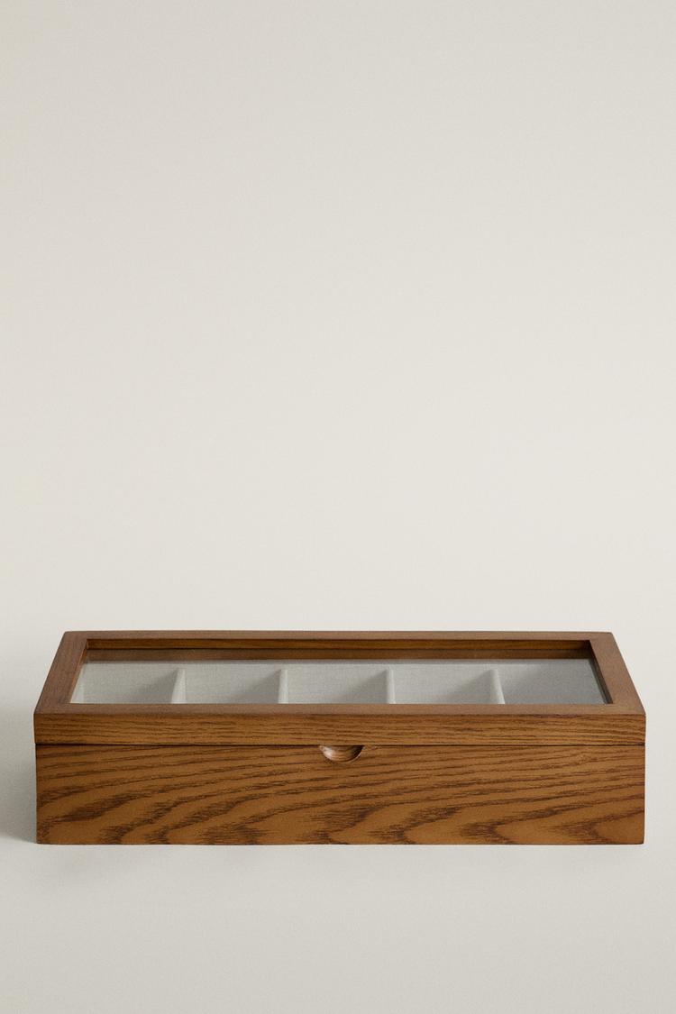 WOODEN JEWELRY AND WATCH BOX — Brown