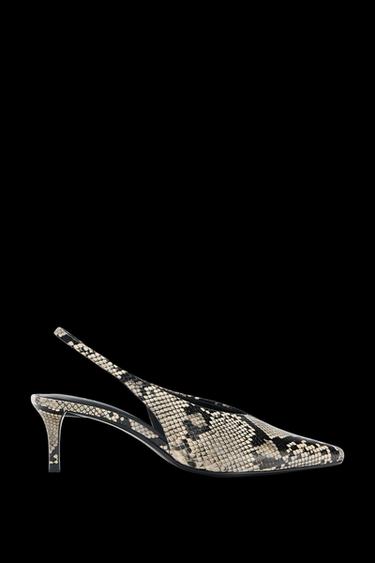 ABSATZSCHUH MIT OFFENER FERSE UND ANIMALPRINT - Schlangenhautmuster von Zara - Bild 0