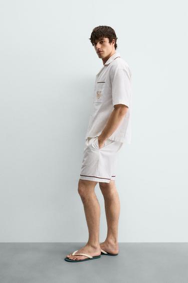 CHEMISE DÉCONTRACTÉE BRODÉE CONTRASTE - Écru de Zara - Image 3