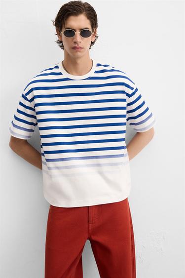 T-SHIRT À RAYURES - Blanc de Zara - Image 4