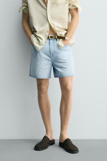 RELAXED FIT DENIM BERMUDA SHORTS - Light blue by Zara