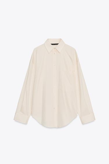 Zara 寬鬆版綁帶襯衫 - 淺米色