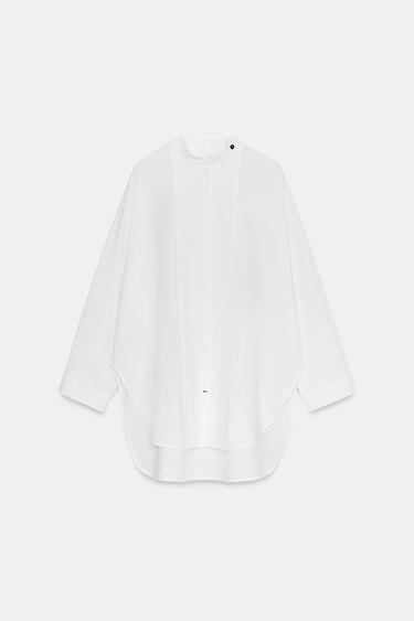 חולצה אוברסייז פופלין ZW COLLECTION - אוף ווייט של Zara