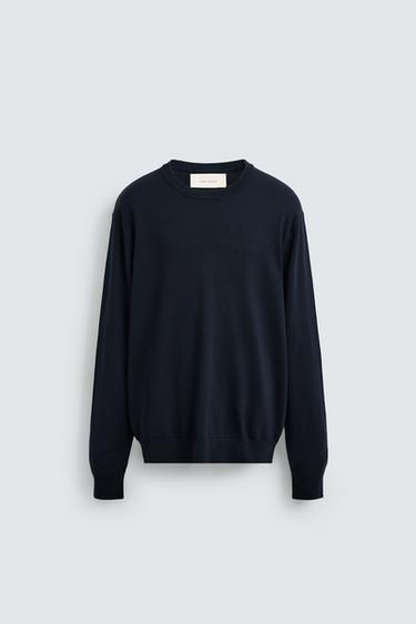 TEXTURED COTTON SWEATER - Dark navy by Zara - Image 6