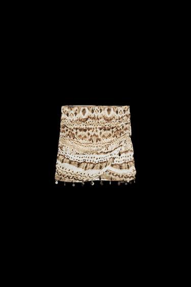 Zara TIE-DYE BEADED MINI SKIRT - Multicolored - Image 0
