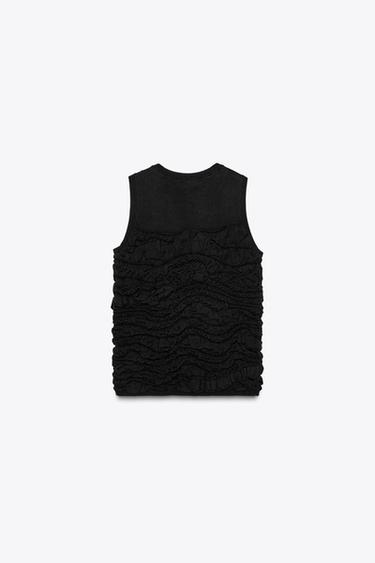 HAUT À PLIS À VOLANTS X FANGLU LIN - Noir de Zara - Image 6
