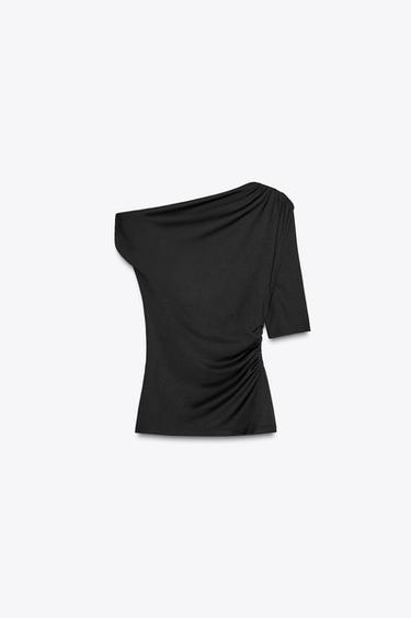 TOP ASYMÉTRIQUE EN POLYAMIDE - Noir de Zara - Image 5