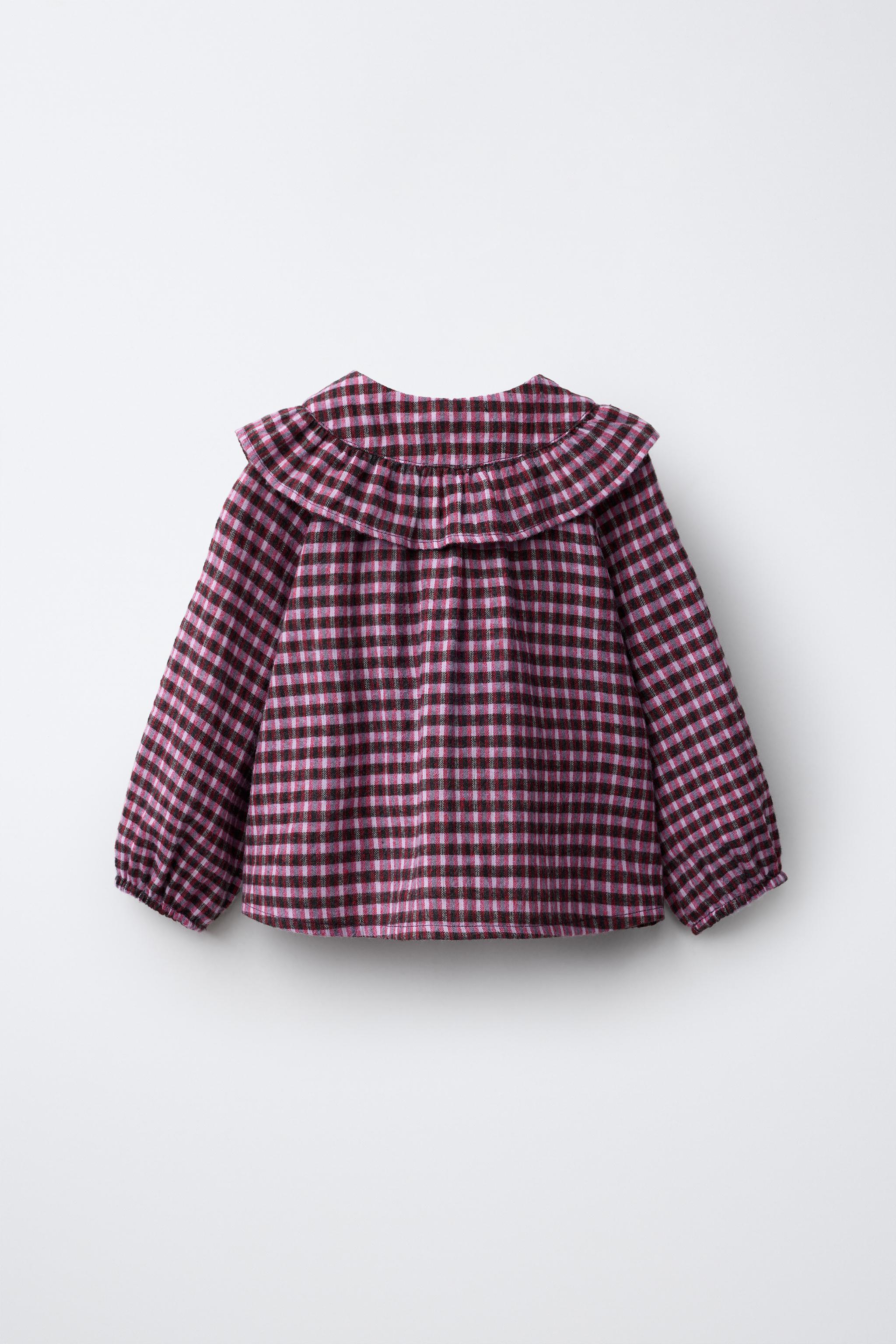 CHEMISE AVEC COL CLAUDINE, CARREAUX ET DAIM