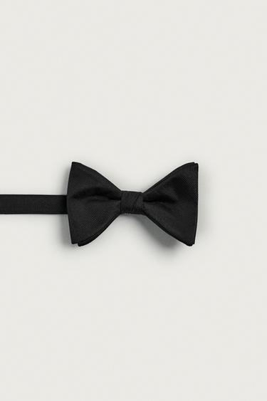 WIDE 100% SILK BOW TIE - Black by Zara