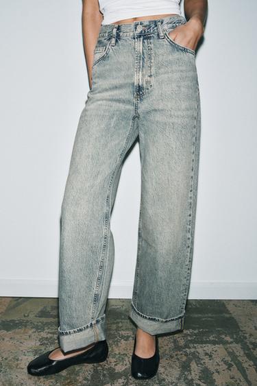 ZW COLLECTION MID-WAIST BAGGY JEANS - Light blue by Zara