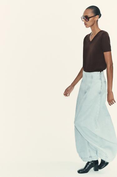 100% WOOL SHORT SLEEVE TOP - Dark brown by Zara