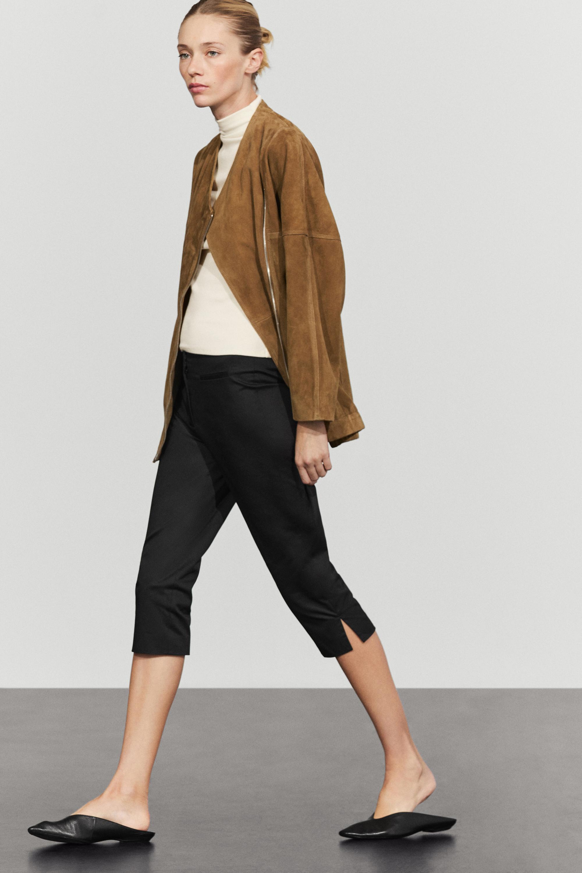 Pantalon capri en coton mélangé