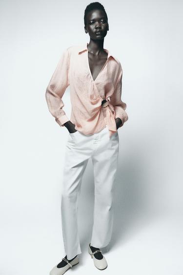 GOLD APPLIQUÉ WRAP SHIRT - Beige-pink by Zara - Image 0