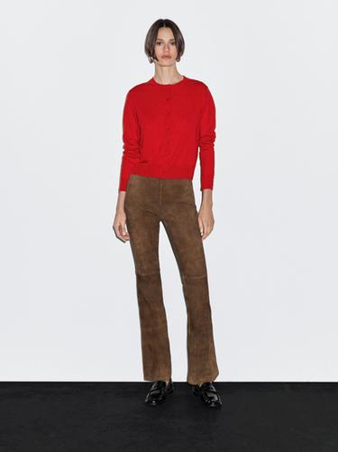 Zara Wool blend knit cardigan with crew neck - Red - Image 0