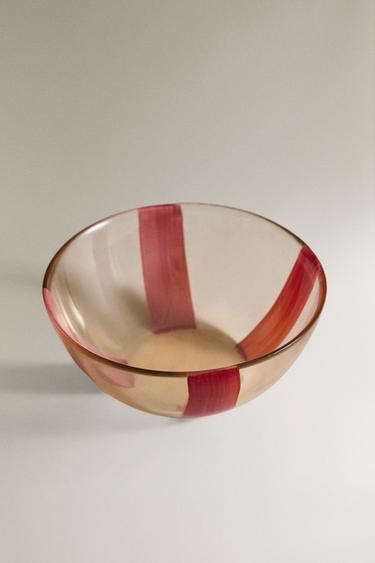 وعاء زجاج مخطط - أحمر الخاص بـ Zara