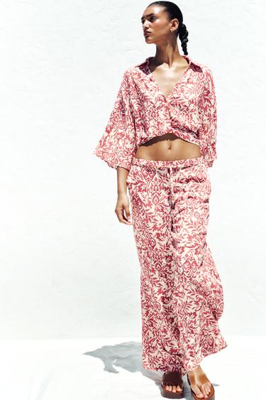 PRINTED RUSTIC WIDE-LEG TROUSERS - Multicoloured by Zara - Image 2