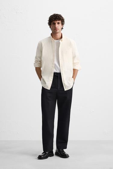 TEXTURED CHAMBRAY SHIRT - Oyster-white by Zara - Image 0