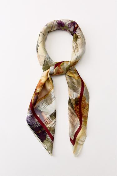 PRINTED VISCOSE SCARF - Ecru by Zara