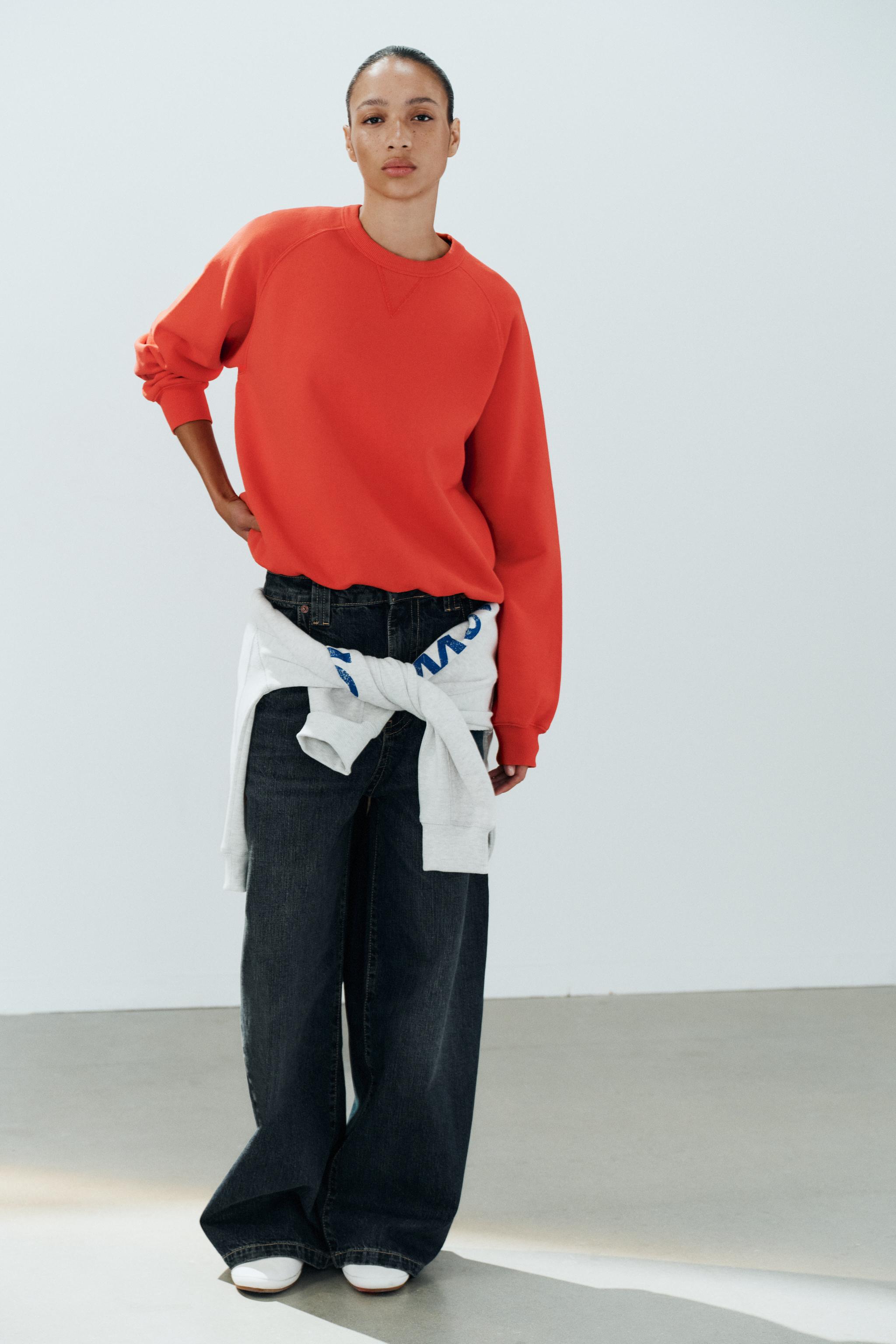 Женские худи Zara WASHED-EFFECT SWEATSHIRT