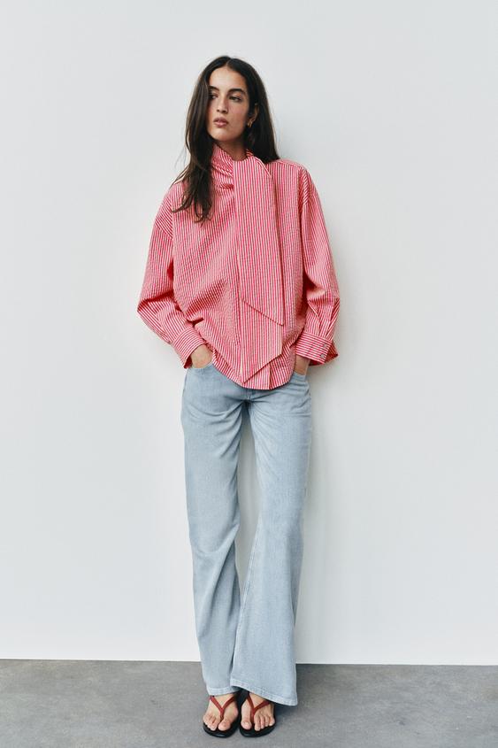 CAMISA RAYAS LAZO - Rosa de Zara - Imagen 0