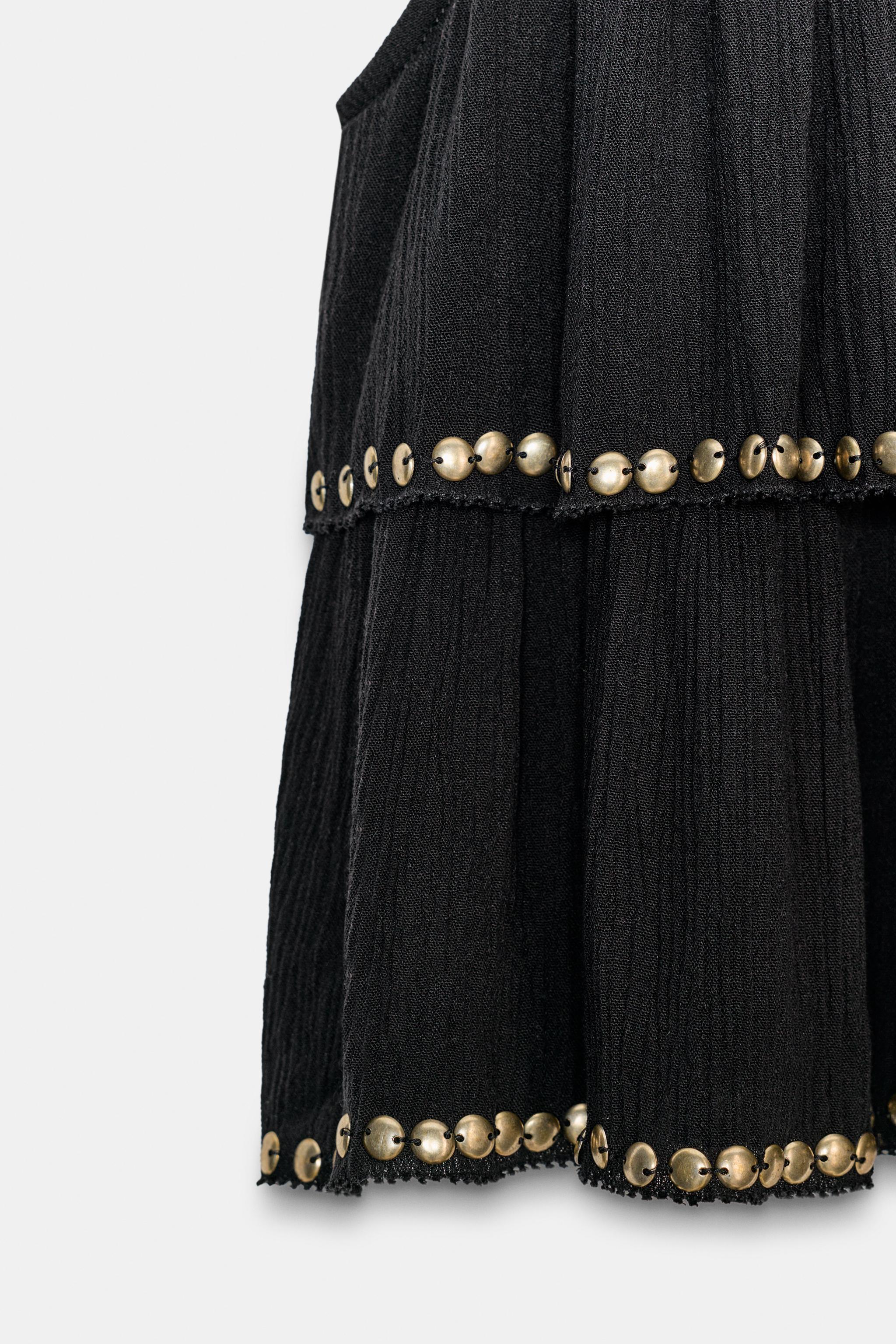 TOP WITH RUFFLE TRIMS AND STUDS - Black | ZARA New Zealand