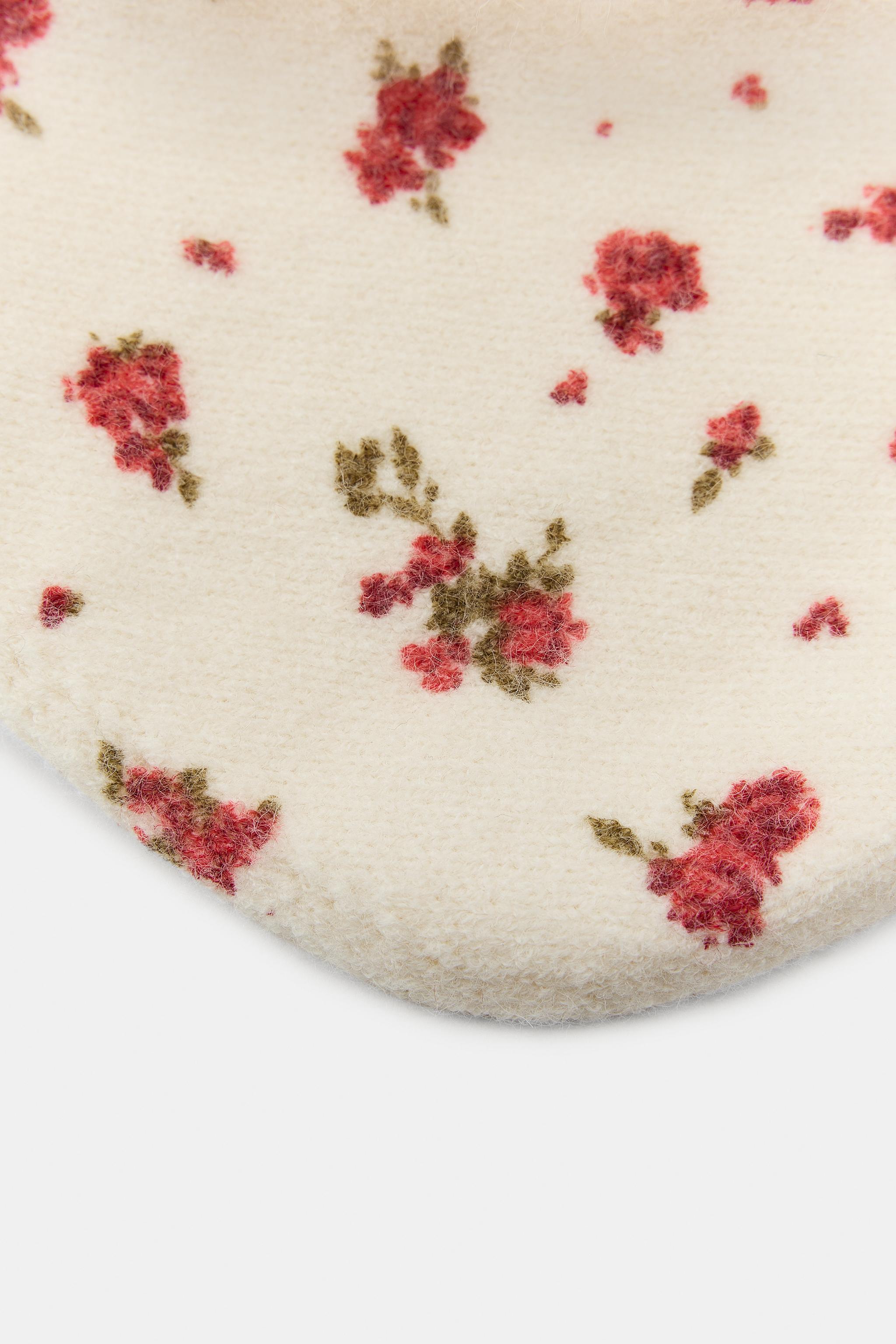 FLORAL PRINT KNIT BANDANA