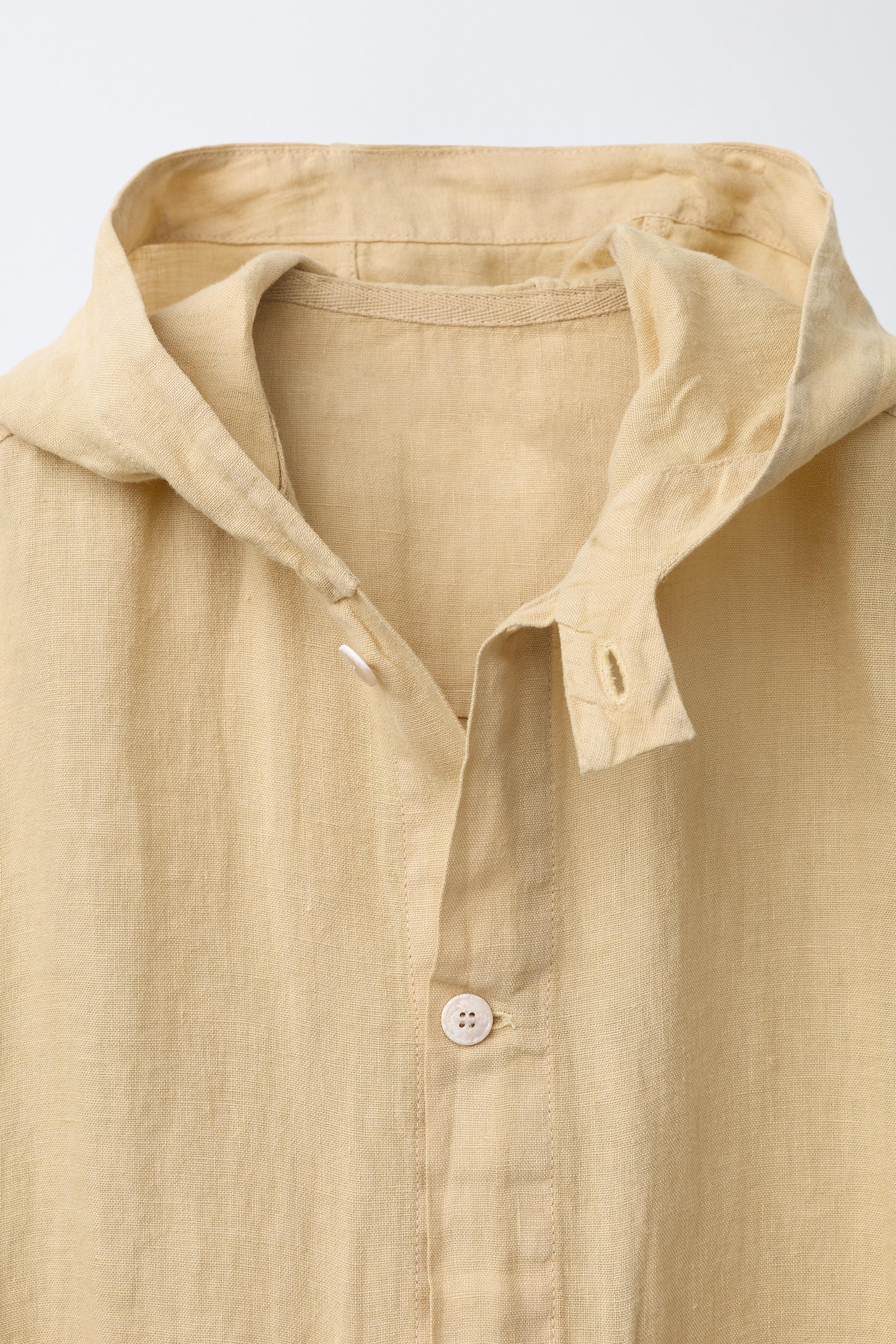 100% LINEN HOODED OVERSHIRT