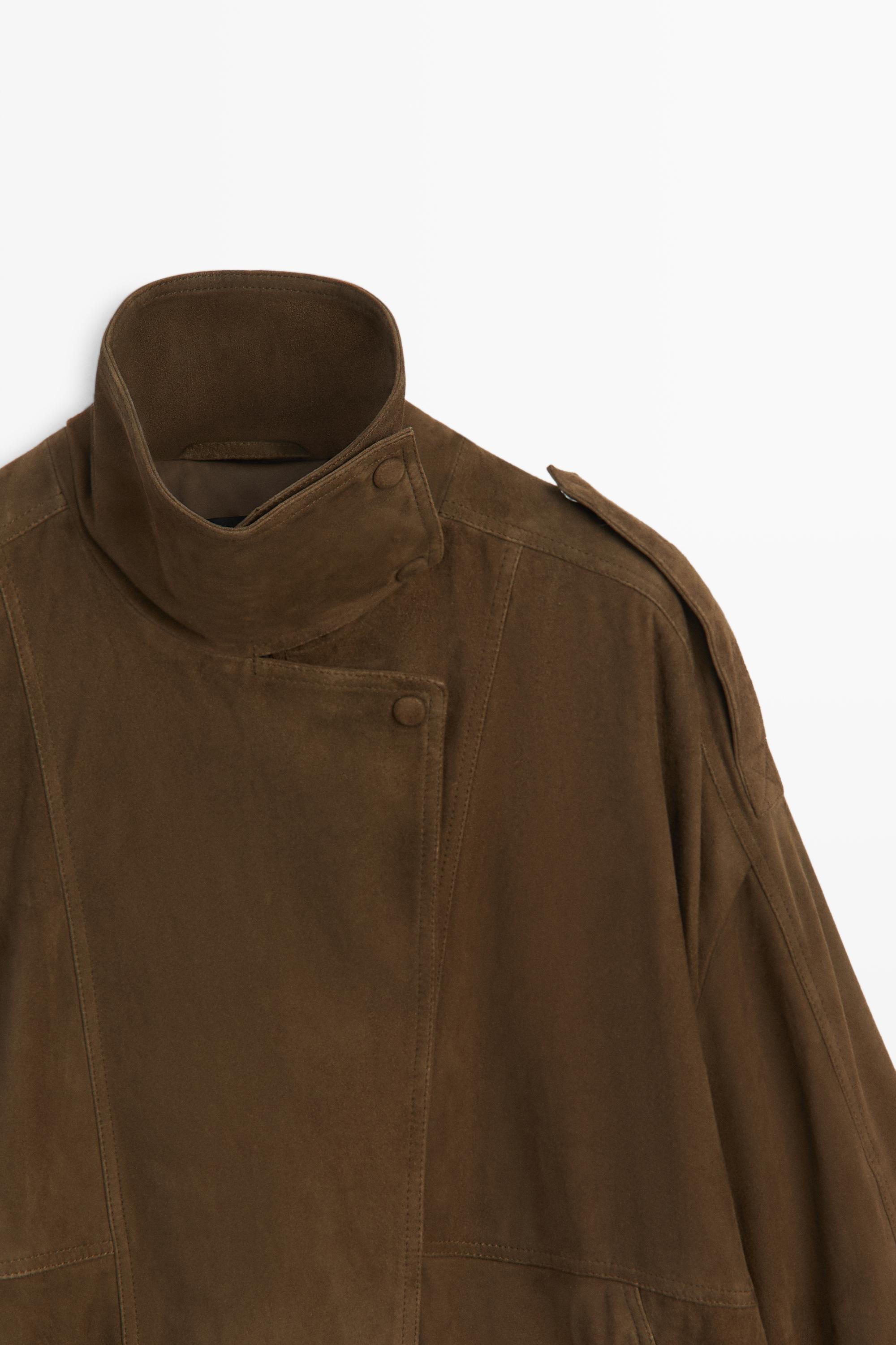 High collar suede bomber jacket