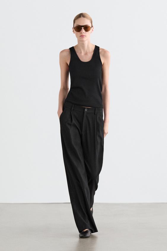 Pinstripe wide-leg trousers from Zara - $130