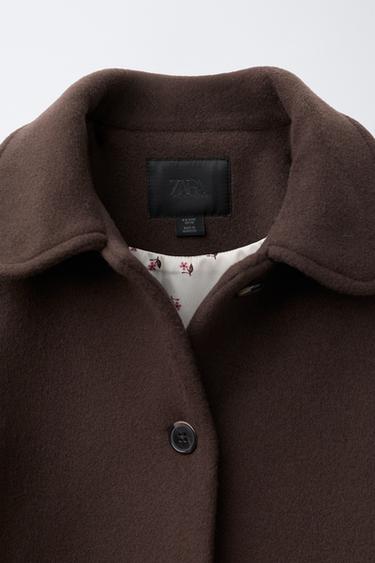 MANTEAU LONG AVEC LAINE ET CACHEMIRE - Chocolat de Zara - Image 6