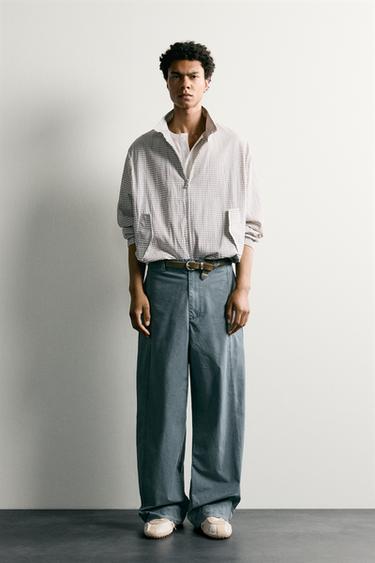 WASHED RELAXED FIT TROUSERS WITH TABS - Blue green by Zara