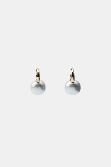 Zara PEARL HOOP EARRINGS - Multicolored