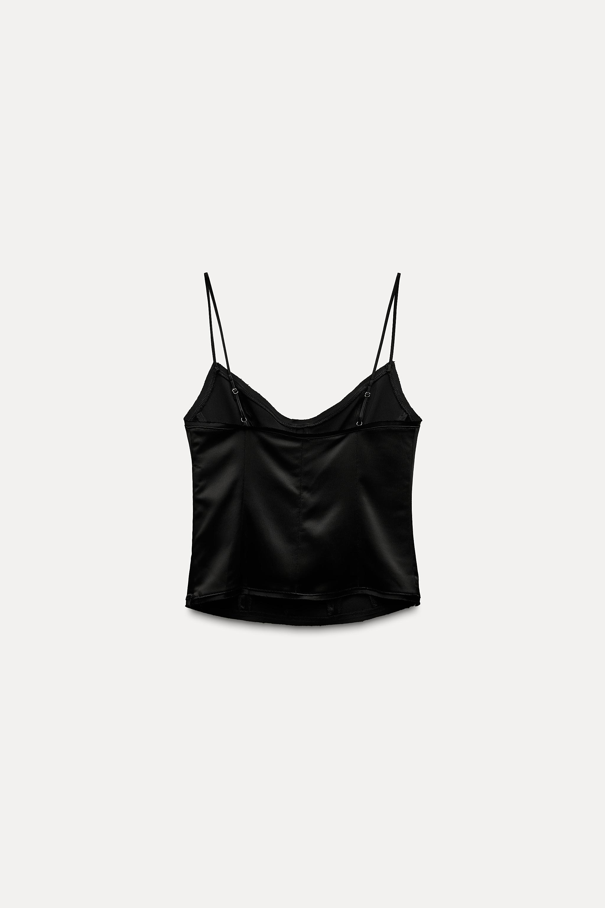 Black satin top zara on sale