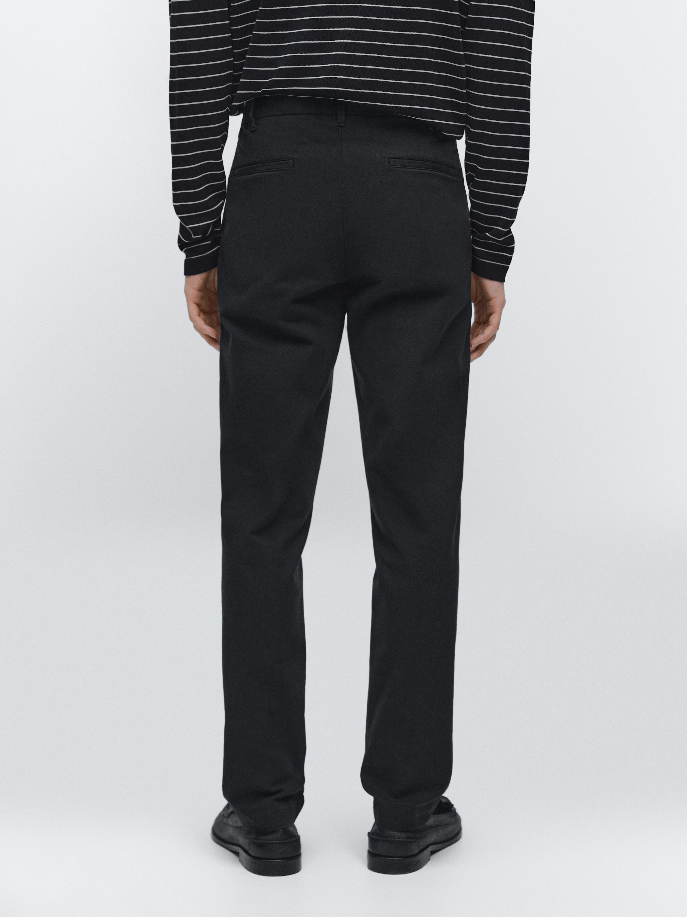Cotton blend slim fit trousers