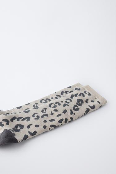 CHAUSSETTES LONGUES THERMIQUES À IMPRIMÉ ANIMALIER - Beige de Zara - Image 1