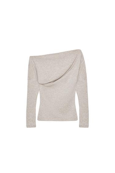 ASYMMETRIC SOFT TOP - Beige marl by Zara