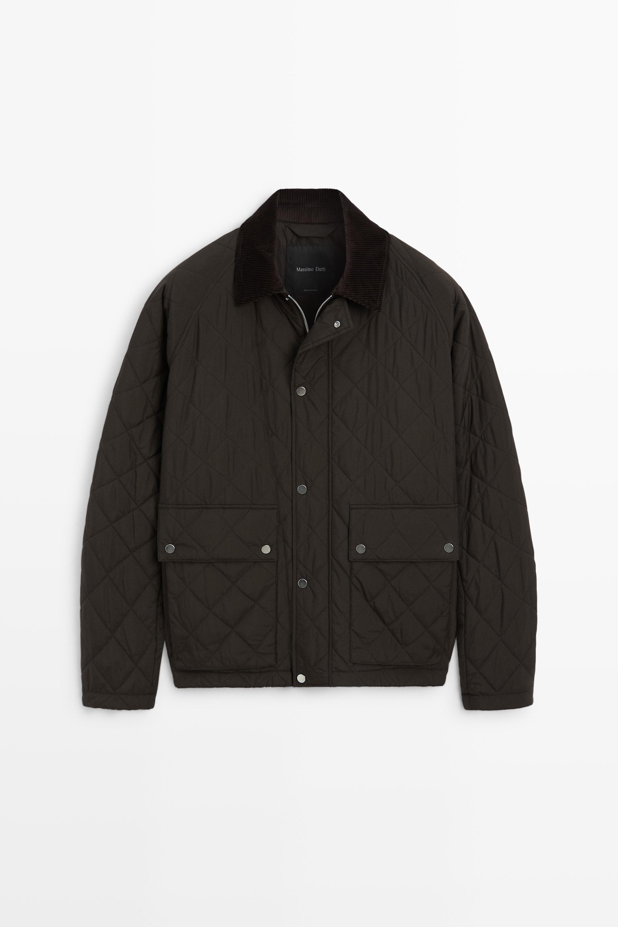Veste matelassée col velours côtelé