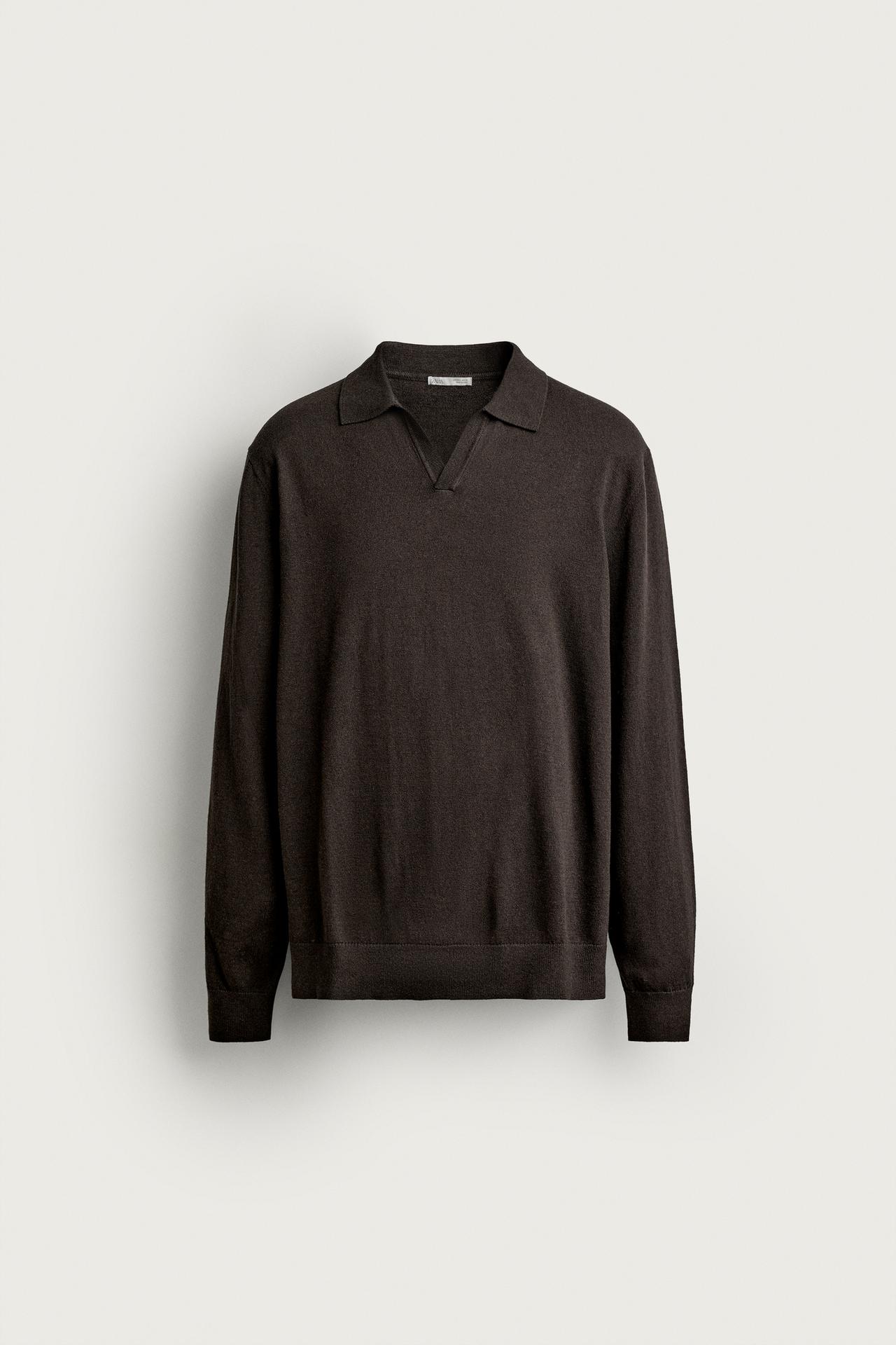 COTTON-BLEND REGULAR FIT KNIT POLO — Chocolate