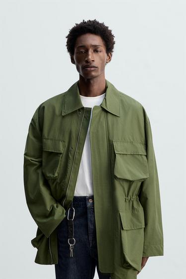Zara UTILITY TECHNICAL PARKA - Olive green