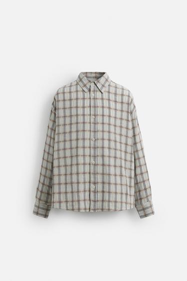 TEXTURED CHECK SHIRT - Green by Zara - Image 7