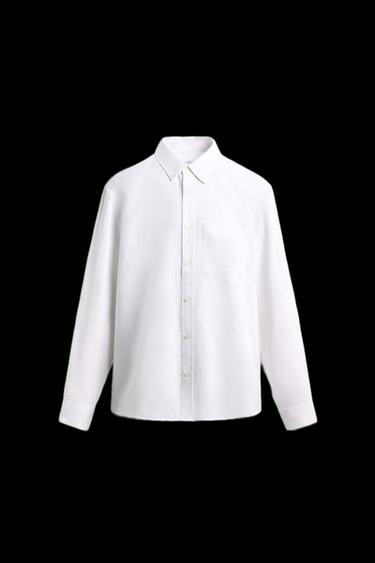 Zara REGULAR FIT LINEN - COTTON SHIRT - White
