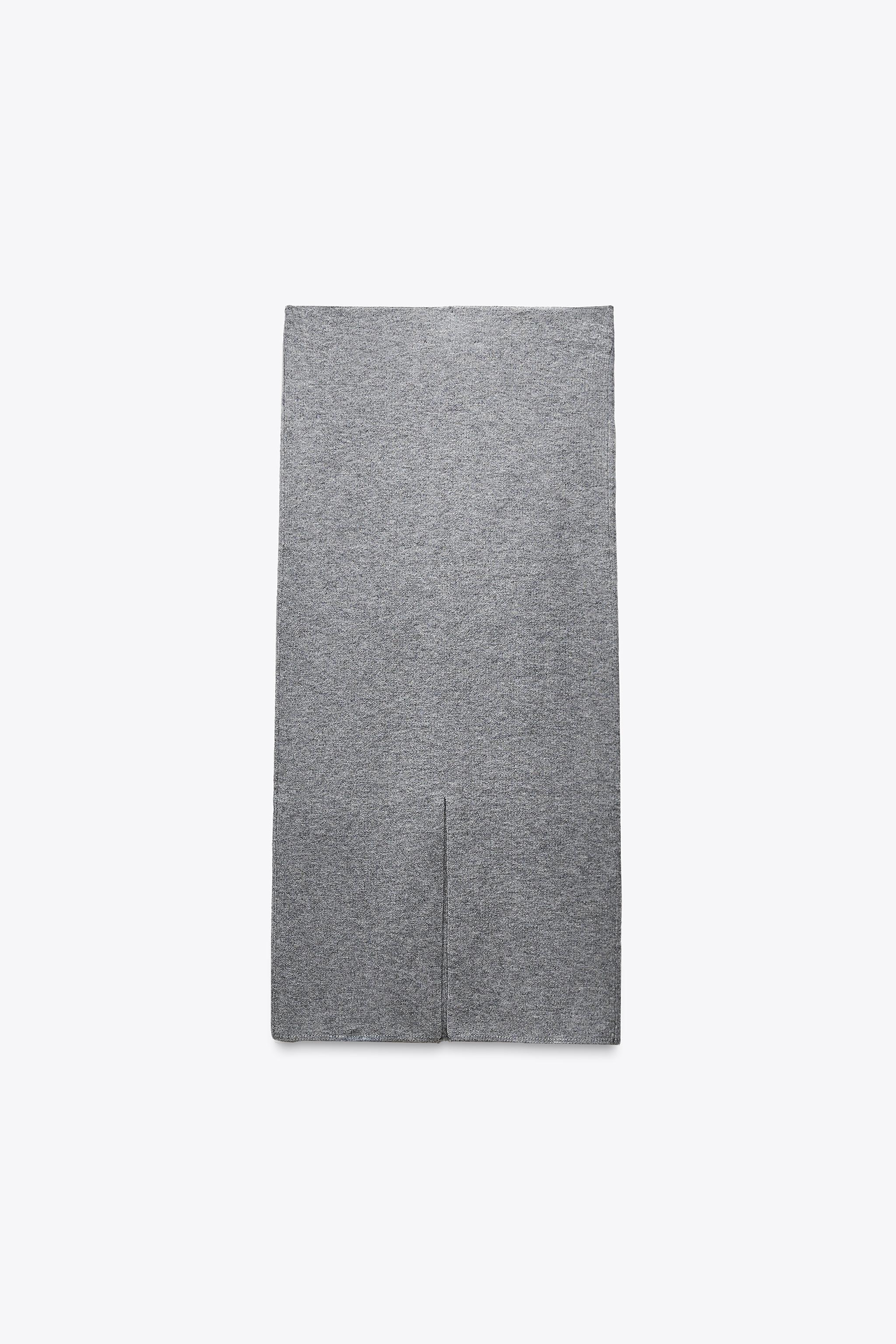 ZARA プレーン ニット ミディスカート 2756/117 BASIC KNIT MIDI SKIRT - Gray / Natural | ZARA United States