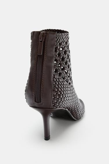 BOTTINES À TALONS TRESSÉES - Marron de Zara - Image 5