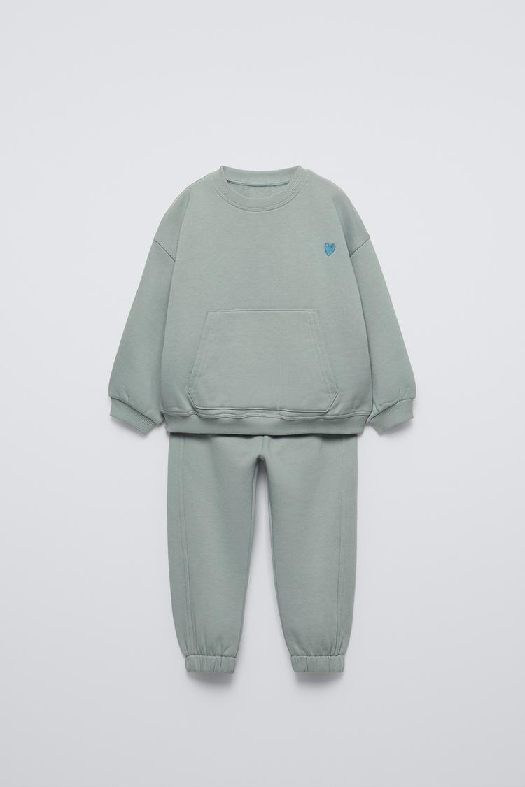 EMBROIDERED SWEATSHIRT AND JOGGERS MATCHING SET