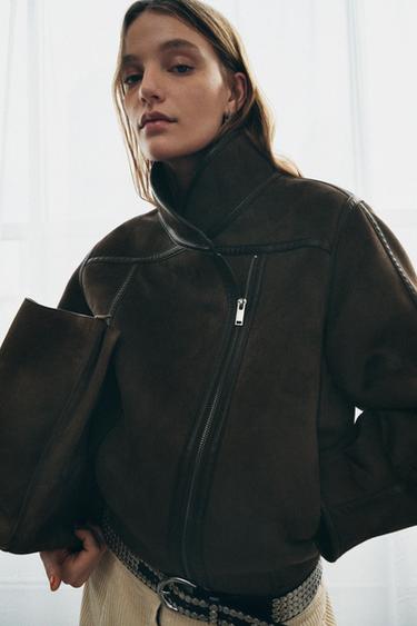 CAZADORA DOBLE FAZ ZW COLLECTION - Marrón oscuro de Zara