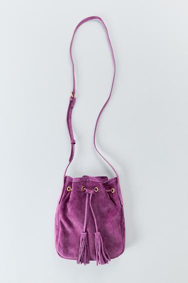 LEATHER GATHERED MINI CROSSBODY BAG - Purple by Zara